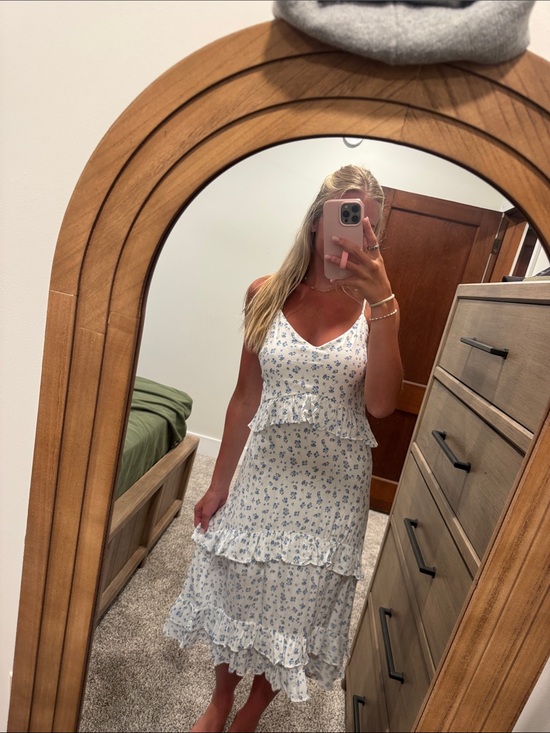 Altar'd State Dresses & Skirts - Altar'd State White and Blue Floral Midi Dress